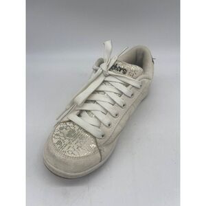 Skechers Women White Leather Sneakers With Gold Trim Size 7